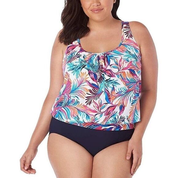 Swim Solutions Other - Size 22W Swim Solutions Sienna Printed Tankini Top
